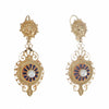 1880s Antique Victorian Filigree Pearl Enamel Drop Dangle Earrings 18k Yellow Gold