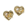 6mm Cultured Pearl Open Heart Stud Earrings 14k Yellow Gold 3.2g