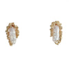 Baroque Pearl Modernist Stud Earrings Solid 14k Yellow Gold 2.8g Womens Vintage Estate
