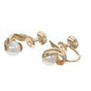 6mm Pearl Flower Earrings Solid 14k Yellow Gold Non-pierced Screw Backs
