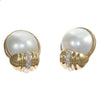 Vintage Scarab 16mm Mabe Pearl Diamond Earrings 14k Yellow Gold 10.1g
