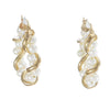 4mm Strand Pearl Hoop Earrings Solid 14k Yellow Gold 4.6g Leverback 27mm