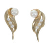 7mm Cultured Pearl Long Clip Earrings Solid 14k Yellow Gold 8.4g