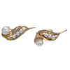 7mm Cultured Pearl Long Clip Earrings Solid 14k Yellow Gold 8.4g