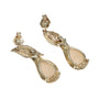 Pear Shape Pink Coral Leaf Drop Dangle Earrings Solid 14k Yellow Gold 4.6g