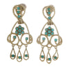 Turquoise Cluster Floral Drop Dangle Earrings Solid 14k Yellow Gold 11.7g