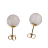 10mm Faint Pink Jade Stud Earrings Solid 14k Yellow Gold 3.3g