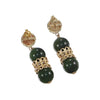 10mm Green Jade Jadeite Drop Dangle Earrings Solid 14k Yellow Gold 11.6g