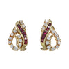1.08ctw Baguette Ruby Diamond Cluster Earrings Solid 14k Yellow Gold 8.1g