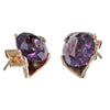 11.70ctw Round Amethyst Stud Earrings Solid 14k Yellow Gold 7.00g