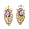 5ctw Oval Amethyst Stud Earrings Solid 14k Yellow Gold Antique Art Deco Estate