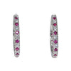 1.16CTW Ruby Diamond 3mm Hoop Earrings 14k White Gold Womens Estate 6.3g