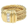 Philippe Charriol Diamond Open Circle Cable Rope Pinky Band Ring 18k Yellow Gold