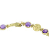 Greek Coin Cabochon Amethyst Necklace 18k Yellow Gold Engraved Vintage Antique