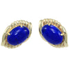 4CTW Oval Shape Natural Large Lapis Lazuli Oval Clip Earrings 14k Yellow Gold