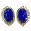 4CTW Oval Shape Natural Large Lapis Lazuli Oval Clip Earrings 14k Yellow Gold