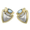 Denoir Aquamarine Diamond Clip Earrings Large Wide Poker Spade 14k Yellow Gold