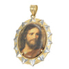 Jesus Portrait Hand Made Large Oval Necklace Pendant 14k Yellow Gold 4.2g 43x24