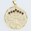 Rotating Menorah Hanukkah Chanukiah Judaica Sapphire Ruby Necklace Pendant 14k