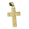 Black Onyx Jesus Cross Crusifix Latin Cross Necklace Pendant 14k Yellow Gold