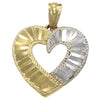 Open Heart Bracelet Charm 14k Yellow White Multi-tone Gold Diamond Cut 1.1g