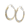 Medium Size Plaid Hoop Earrings 14k Yellow White Gold Vintage Estate Comfortable
