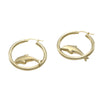 Dolphin Hoop Earrings 14k Yellow Gold Fine Vintage Estate Comfortable Medium