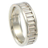 Mens Ribbed Groove Eternity Wedding Band Ring 14k White Gold 7mm Wide 10.9g