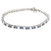 9CTW Round Diamond Sapphire Tennis Bracelet Womens 14k White Gold 7inch 4.1mm