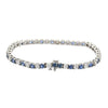 9CTW Round Diamond Sapphire Tennis Bracelet Womens 14k White Gold 7inch 4.1mm