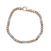 Diamond Station Bracelet 14k Rose Gold Cuban Curb Chain Link Tennis 0.64CTW