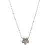 0.60CTW Round Zircon Necklace 14k White Gold Belcher Chain Bell Flower Pendant