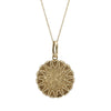 Sunflower Disc Pendant Necklace 14k Yellow Gold Cable Chain Link 6.8g 16 inches