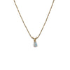 Fire Opal Teardrop Pendant 14k Box Link Chain Necklace Vintage Art Deco 15.75"