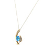 1.96CTW Oval Blue Zircon Diamond Pendant 14k Gold Prince of Wales Chain Necklace