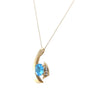 1.96CTW Oval Blue Zircon Diamond Pendant 14k Gold Prince of Wales Chain Necklace