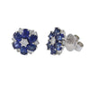 2.84CTW Oval Sapphire Diamond Cluster Stud Earrings 13mm Wide 18k White Gold
