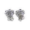 2.84CTW Oval Sapphire Diamond Cluster Stud Earrings 13mm Wide 18k White Gold