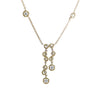 0.65CTW Station Drop Diamond Pendant 18k Yellow Gold Cable Link Chain Necklace