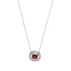 1.30CTW Oval Ruby Diamond Halo Pendant 18k White Gold Cable Link Chain Necklace