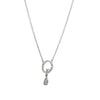 0.60CTW Round Diamond Tear Drop Pendant 14k White Gold Cable Link Chain Necklace