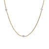 1.00CTW Station Round 3 Diamond Necklace 18k Yellow Gold Rope Chain Link G VS2