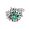 4.02CTW Radiant Emerald Baguette Diamond Cocktail Ring 18k Gold Vintage Art Deco