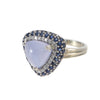 4.82CTW Trillion Lavender Jadeite Jade Diamond Sapphire Ring 10k White Gold