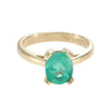 1.2CTW Oval Green Emerald Solitaire Ring 14k Yellow Gold Filigree Vintage Estate