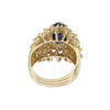 6CTW Cabochon Sapphire Diamond Cluster Ring 14k Yellow Gold Ladys Vintage Estate