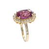 3.7CTW Oval Pink Tourmaline Diamond Halo Ring 14k Yellow Gold Womens Vintage