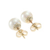 7.5mm Cultured Pearl Stud Earrings 14k Yellow Gold Womens Vintage Estate