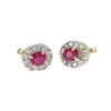 1.18CTW Ruby Diamond Halo Stud Earrings 14k Yellow Gold Womens Vintage Estate