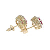 1.18CTW Ruby Diamond Halo Stud Earrings 14k Yellow Gold Womens Vintage Estate